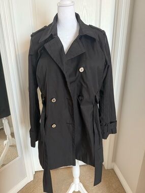 Calvin Klein Black Double-Breasted Trench Coat